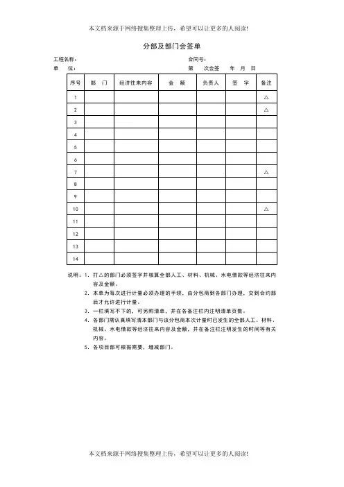 分部及部门会签单格式