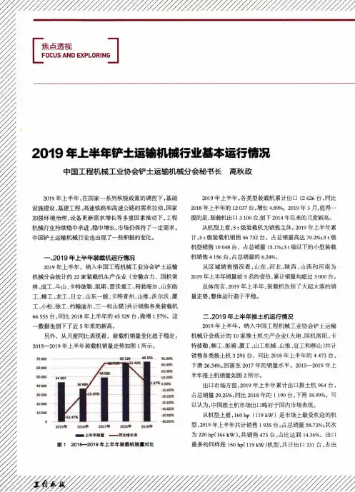 2019年上半年铲土运输机械行业基本运行情况
