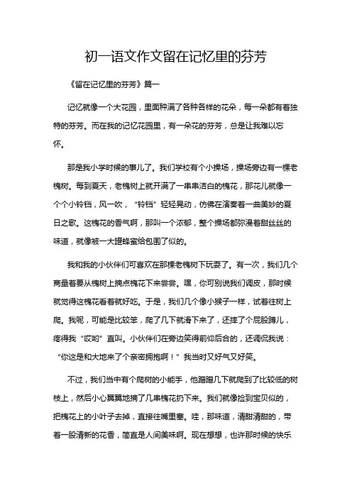 初一语文作文留在记忆里的芬芳