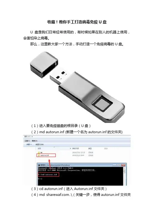 收藏！教你手工打造病毒免疫U盘