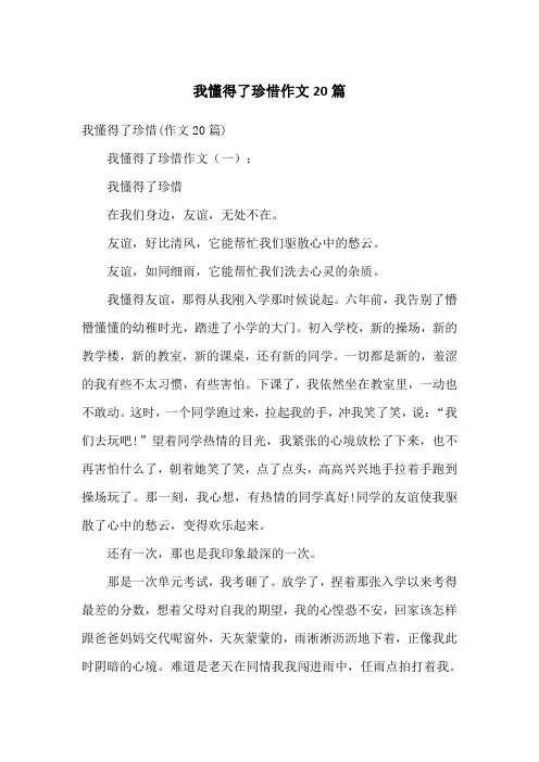 我懂得了珍惜作文20篇