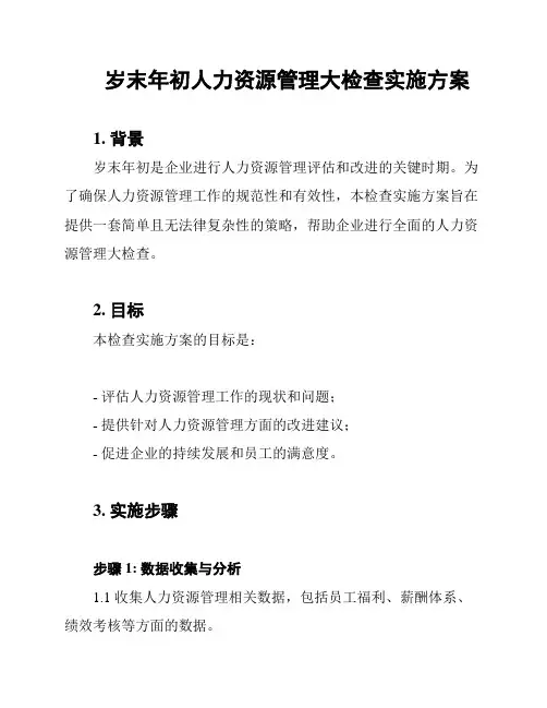 岁末年初人力资源管理大检查实施方案