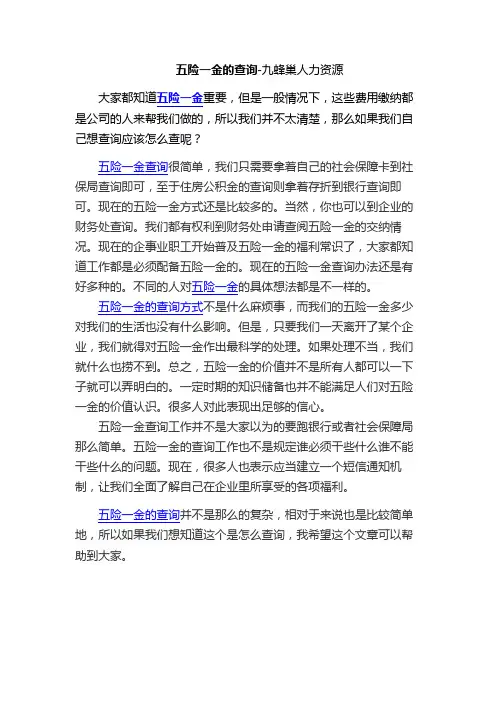 五险一金的查询