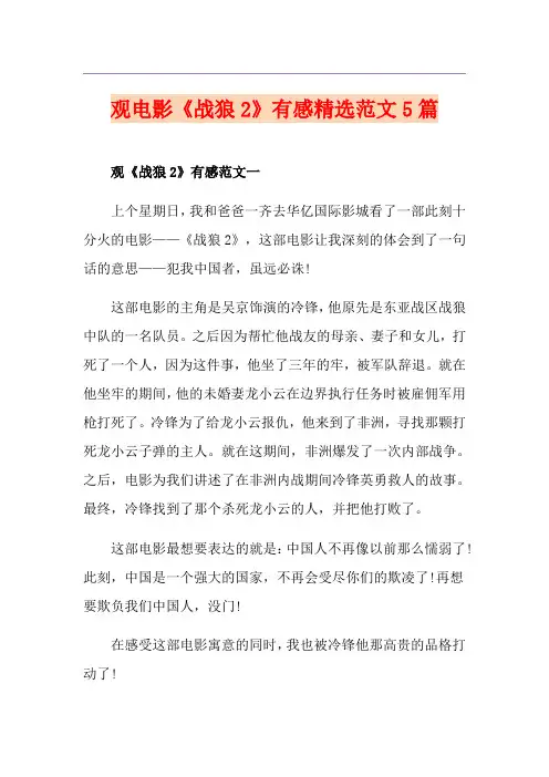 观电影《战狼2》有感精选范文5篇