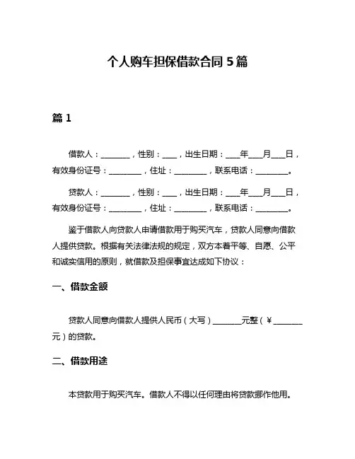 个人购车担保借款合同5篇
