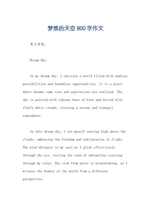 梦想的天空800字作文