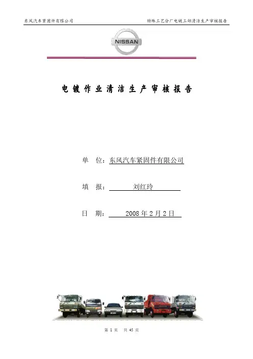 电镀作业清洁生产审核报告