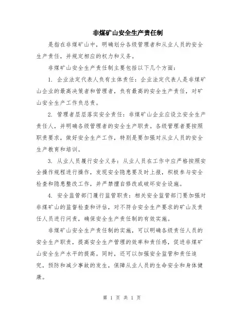 非煤矿山安全生产责任制