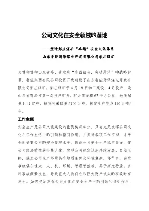 企业文化在安全领域的落地