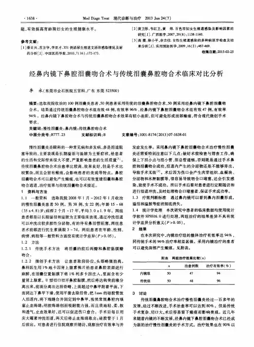 经鼻内镜下鼻腔泪囊吻合术与传统泪囊鼻腔吻合术临床对比分析