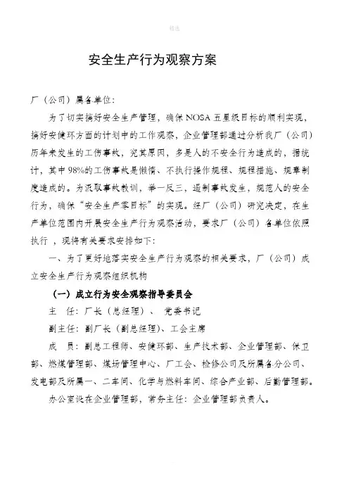 安全生产行为观察方案[1]