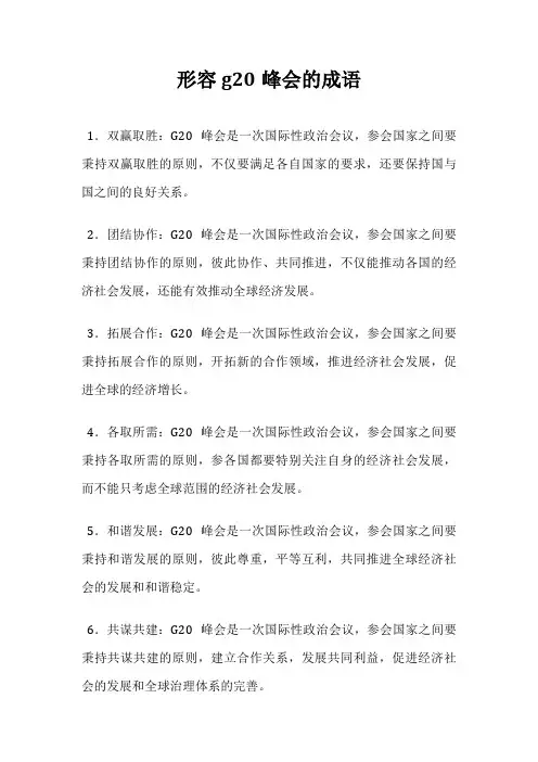 形容g20峰会的成语