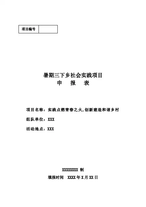 暑期三下乡社会实践项目申报书
