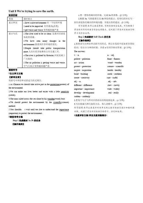 鲁教版英语九年级Unit 8 We’re trying to save the earth. 教案(4)