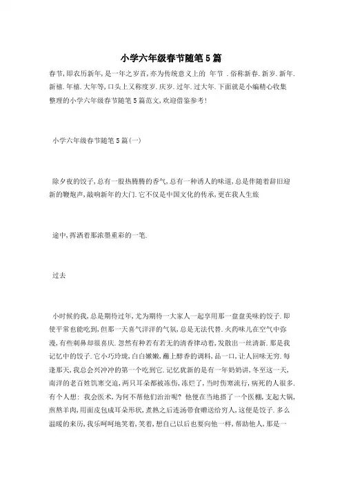 小学六年级春节随笔5篇