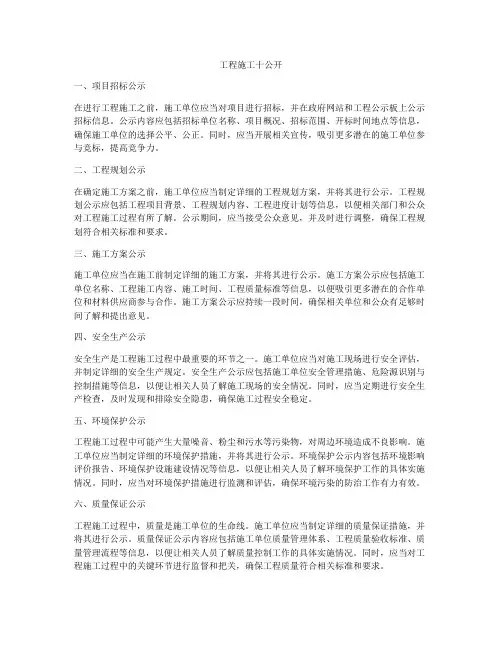 工程施工十公开