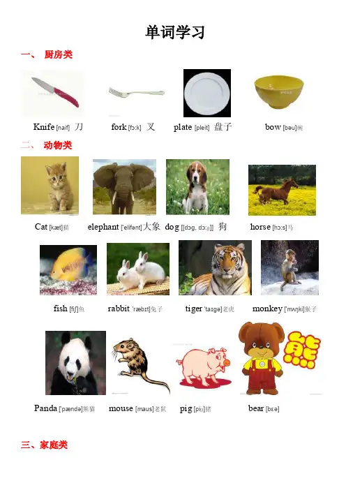 幼儿英语单词（配图片、读音、汉语）