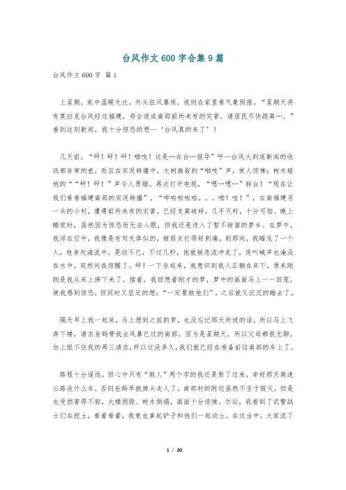 台风作文600字合集9篇