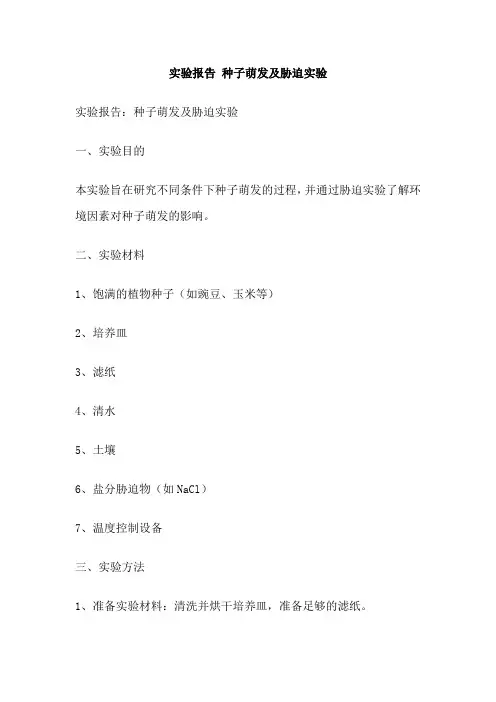 实验报告 种子萌发及胁迫实验
