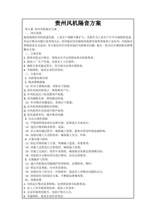 贵州风机隔音方案