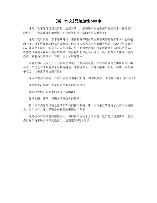 [高一作文]兄弟加油500字
