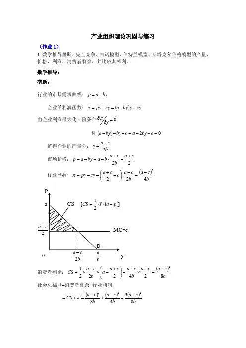 产业组织理论巩固与练习