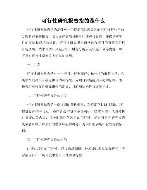 可行性研究报告指的是什么