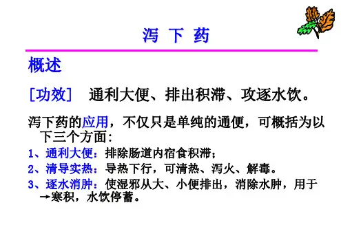 泻下药 中药药理学教学课件