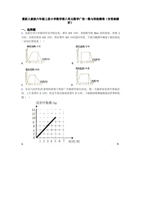 最新人教版六年级上册小学数学第八单元数学广角—数与形检测卷(含答案解析)