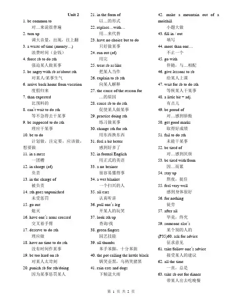 牛津高中英语模块一unit2单元词组