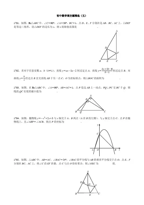 初中数学中考填空题精选(五)