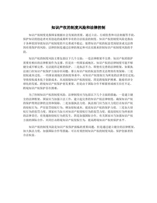 知识产权的制度风险和法律控制
