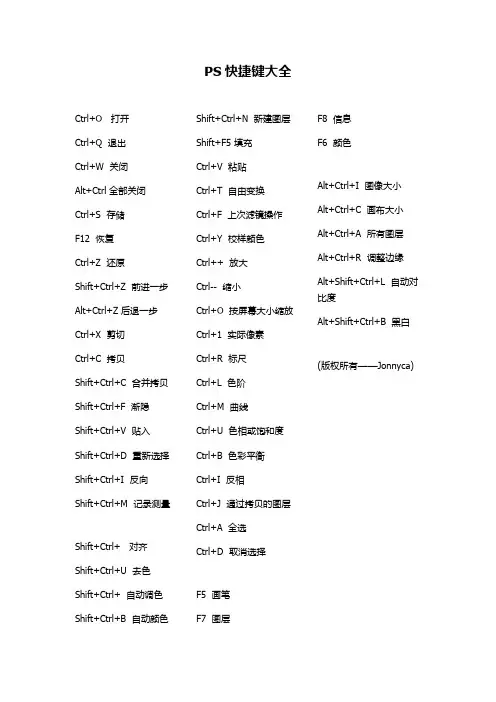 PS快捷键大全1