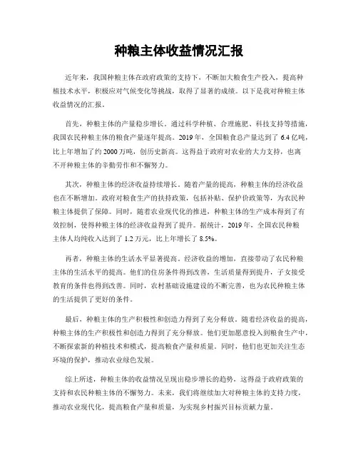 种粮主体收益情况汇报