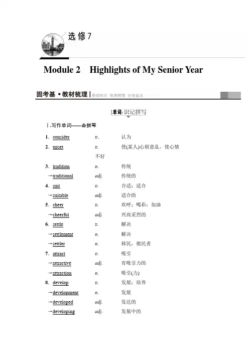 2018届高三英语外研版一轮复习文档第1部分选修7Module2HighlightsofMySeniorYear教师用书Word版含答案