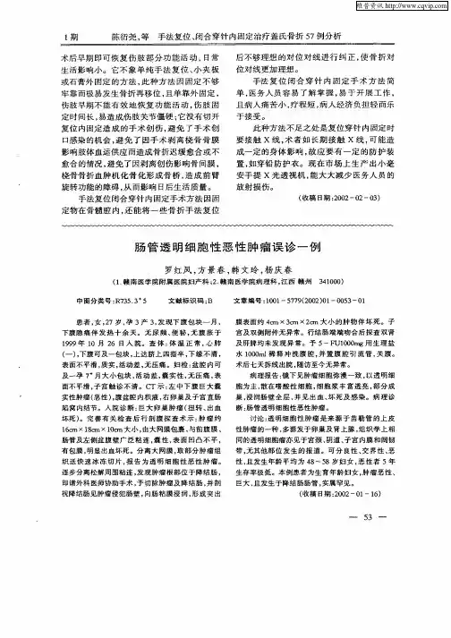 肠管透明细胞性恶性肿瘤误诊一例