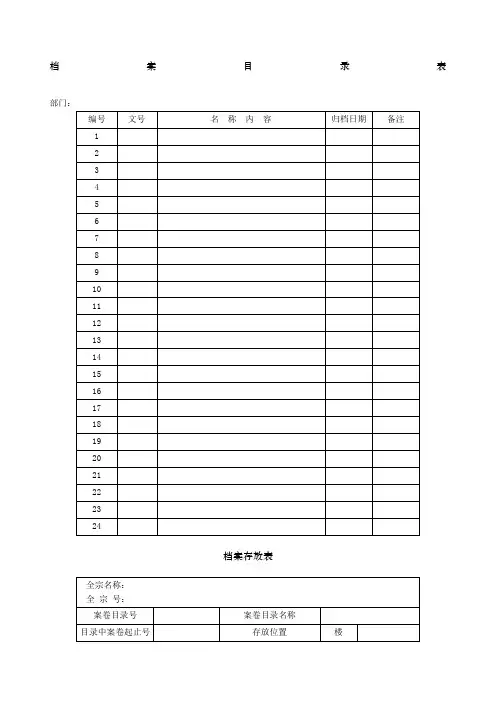 档案管理表格