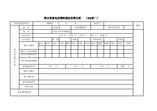 电话预约或址访登记表(一)
