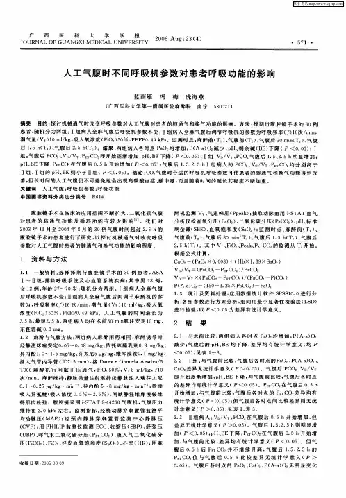 人工气腹时不同呼吸机参数对患者呼吸功能的影响