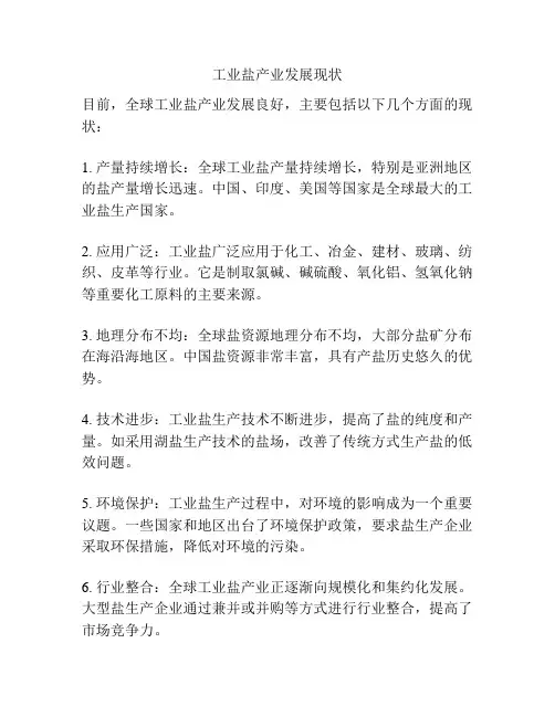 工业盐产业发展现状