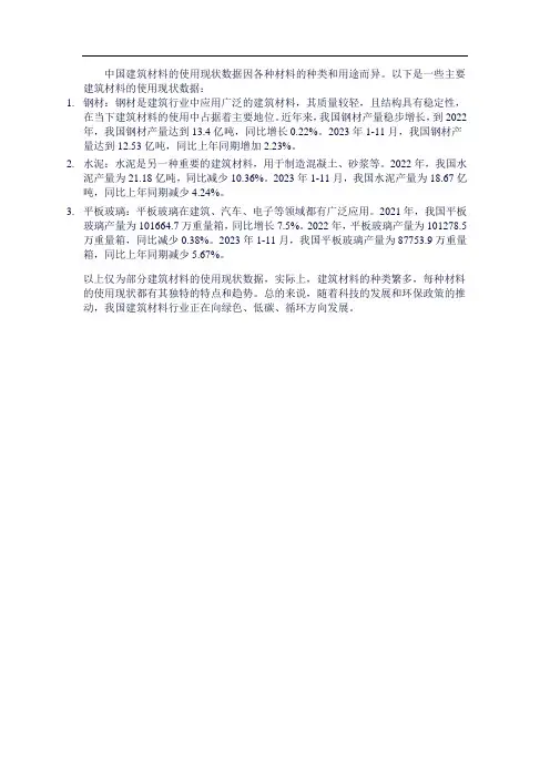中国建筑材料使用现状数据