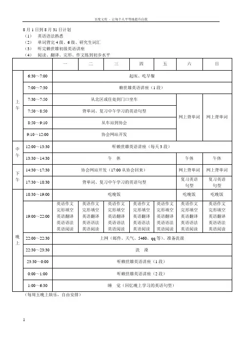 学习计划表及模板48985