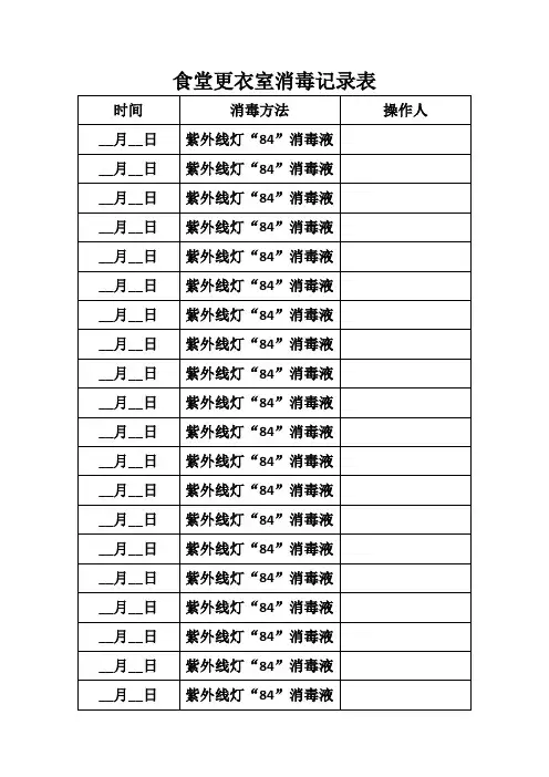 食堂更衣室消毒记录表