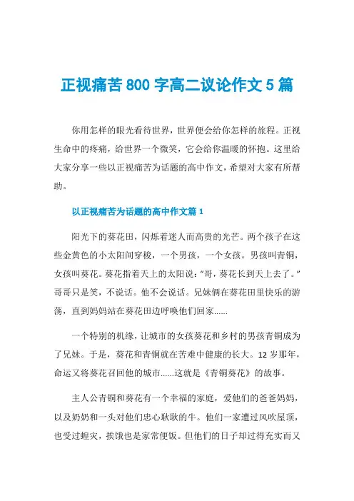 正视痛苦800字高二议论作文5篇