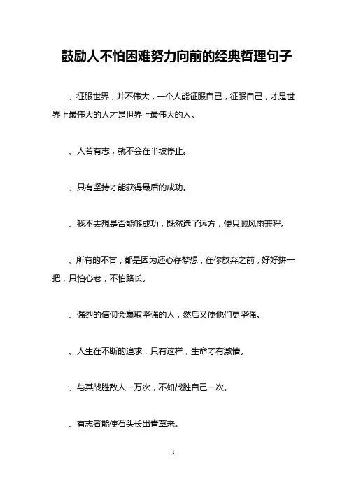 鼓励人不怕困难努力向前的经典哲理句子