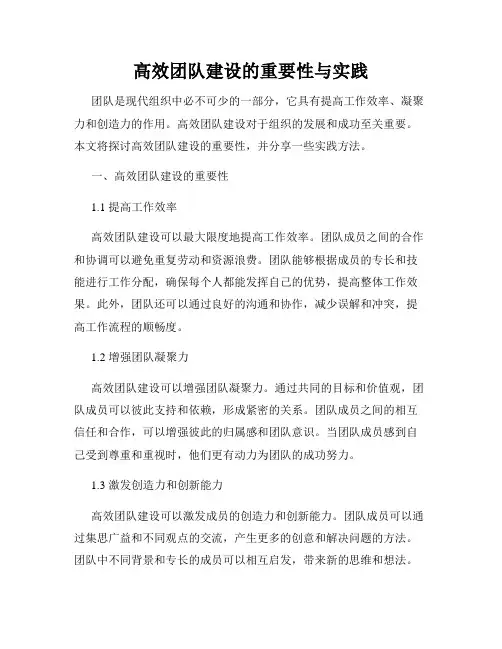高效团队建设的重要性与实践