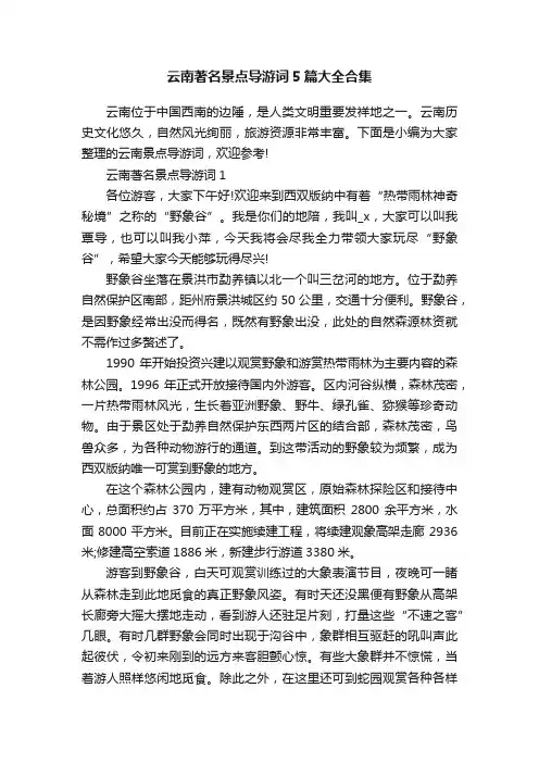 云南著名景点导游词5篇大全合集