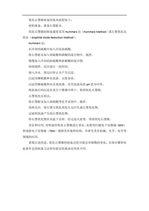 氧化石墨烯制备流程及步骤