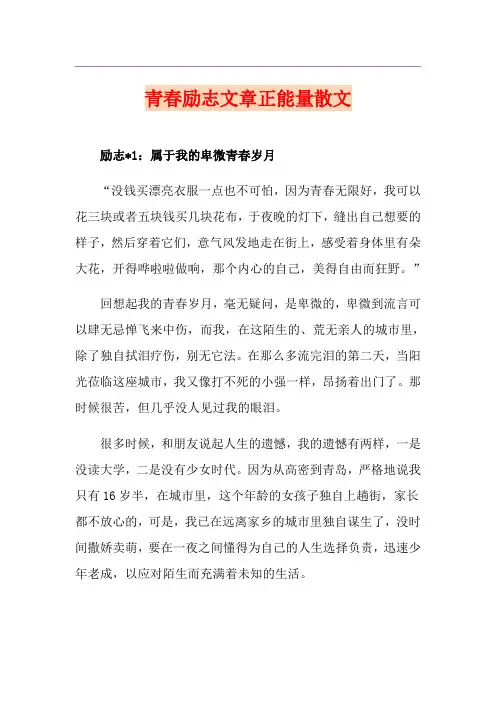 青春励志文章正能量散文