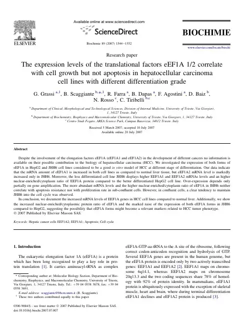 The expression levels of the translational factors eEF1A 12 correlate